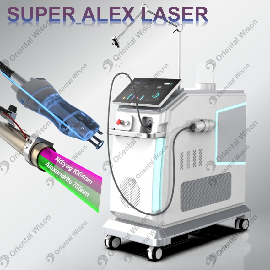 Alexway 알렉산드라이트 레이저 제모 ND YAG 긴 펄스 레이저 혈관 안료 제거 미용 장비